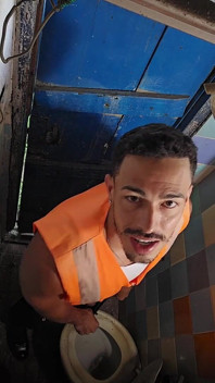 Two Construction Workers Making Out in the Company Bathroom.