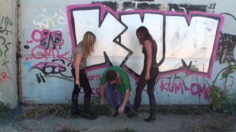 Femdom Austria: Kicking the Poor Tramp