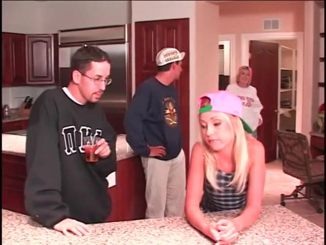 Hot Sex Party: Sweet titted blonde slut duo in kitchen get hot fuck...
