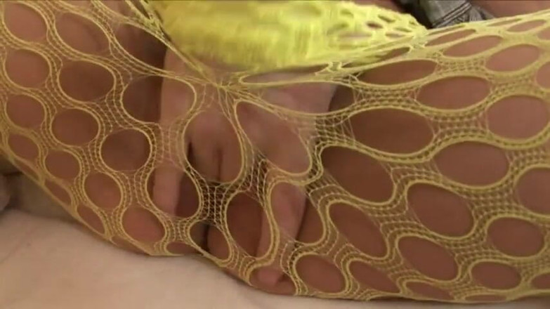 Porncentro: Fishnet brunette sucks and titty fucks