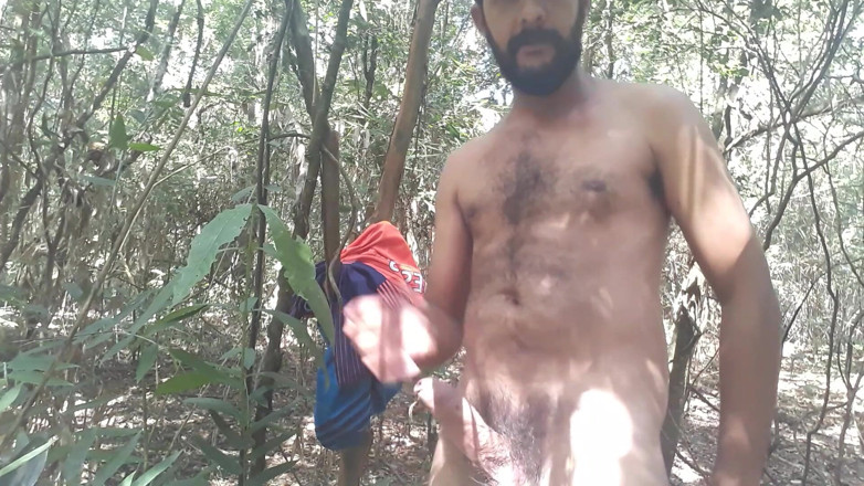 Stink HairyMale: Naked in the woods