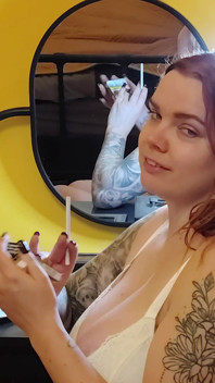 Busty Girl Smokes and Blows Hard.