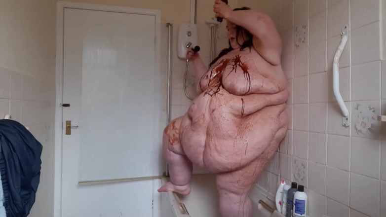 SSBBWLadyBrads: Ssbbw body covered in chocolate sauce in shower