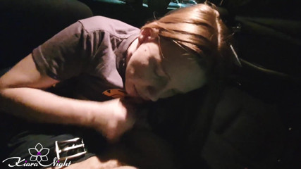 Kiara Night: Hot blonde deepthroats cock taxi driver in the car - cumshot...