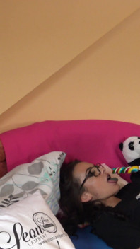 Amazing Brunette Relaxing with Her Friend