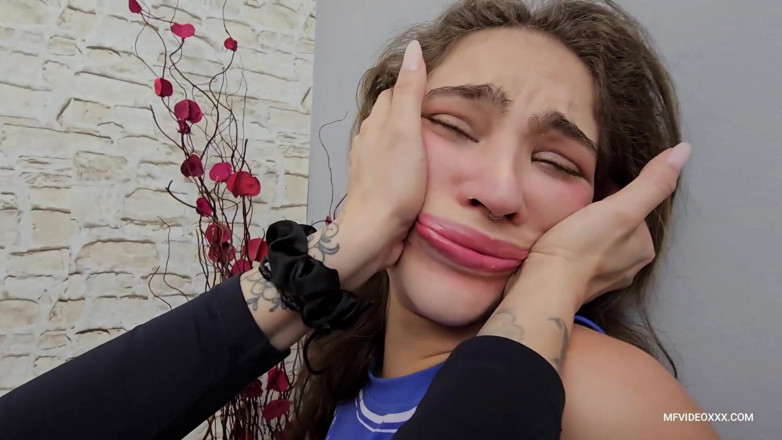 MF Dominance: Smashing the Stupid Teen's Face with Her Hands