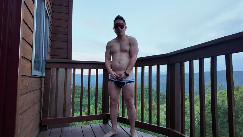 Barenakedmuscles: Asian Hunk's Balcony Flex &amp; Cum