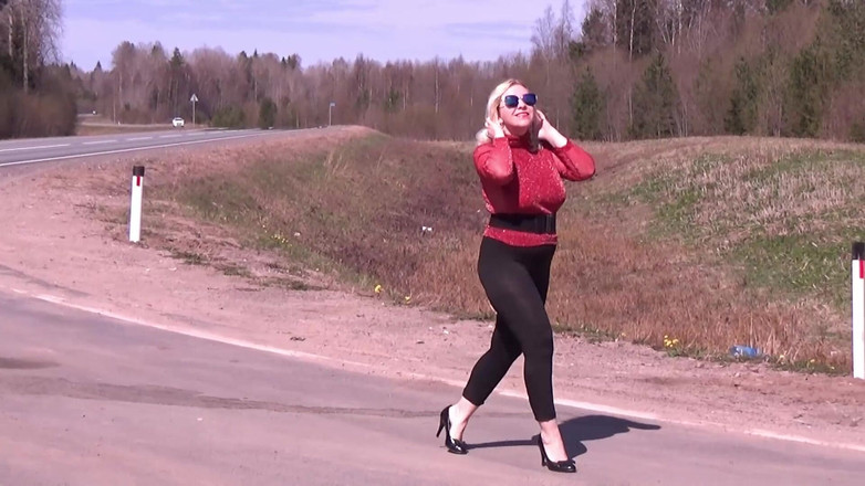 RedRoseRus: Leggings pretas transparentes - provocando na estrada