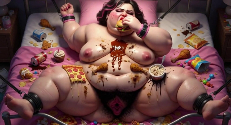 YOUR BEST FANTASY: Obese BBW in Bondage Surrounded by Food - Begging for Huge...