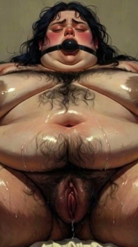肥満のSSBBWがボンデージで口を塞がれ - 恐怖と濡れた毛深い膣が混ざり合う