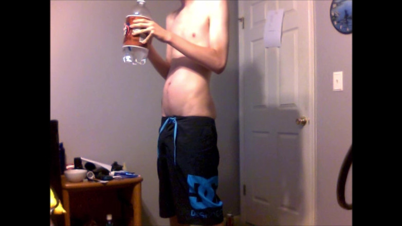 ElementX1018: Young Guy Fills His Stomach with Water