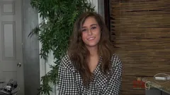 First time interview for cute young brunette Anastasia Black