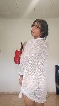 Beautiful Femboy Walks Around His House Naked and Hairless, Playing with His Cock and Masturbating His Anus