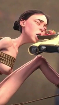 Fille mince, bondage à la corde - séance d’alimentation non-stop