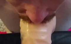 Fucking Her Pussy With Giant Dildo in My Mouth