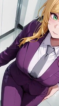 Jefe rubia en traje morado! Momentos privados de tren de oficina. Ella está multitarea con archivos mientras secretamente ajusta su falda ...