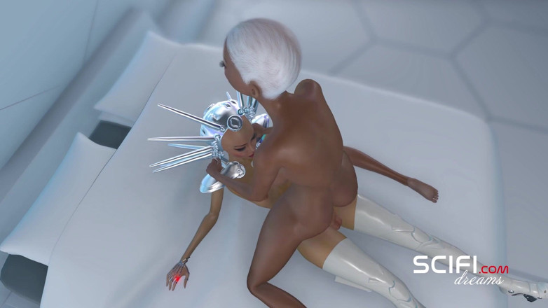 3dxpassion-transgender: Sci-fi touha. Černá žena je ošukaná kyborgem 3D čůrákem v kosmické lodi