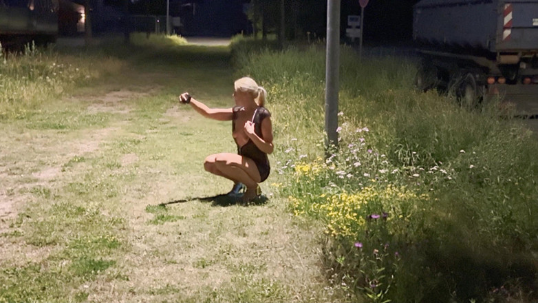 Miley Weasel: Dirty Nylon Slut Gets Fucked on the Street