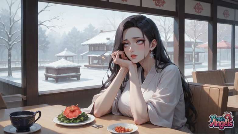 NeuroAngels: Sexy, Dirty Seduction in a Snowy Café with Kimono Cream...
