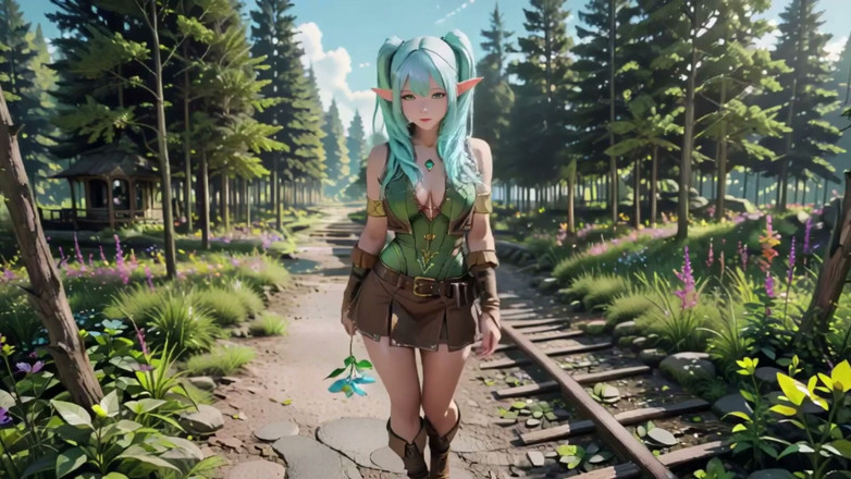 Seraphina Vale: Forest Fantasy! Blue Elf Kneeling, Green Elf Teasing, Sun-dappled Magic &amp;...