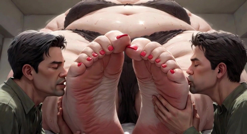 YOUR BEST FANTASY: Huge Obese SSBBW Gets Her Big Feet Licked by Two...