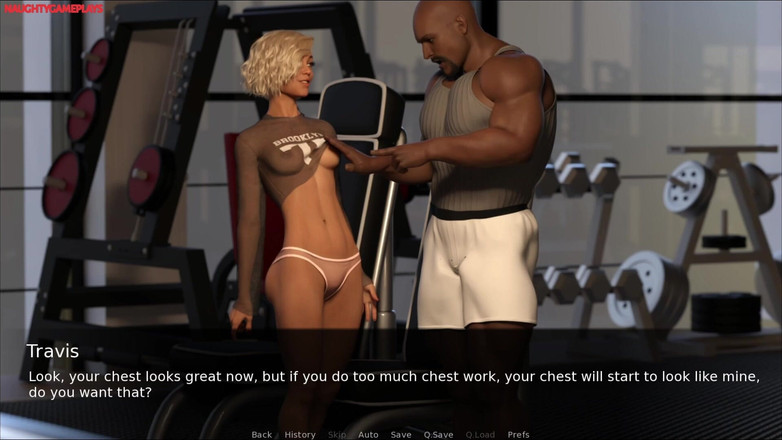 Naughty gameplays: Hotwife # 27 - Esposa puta com tesão chupa enorme bbc na academia - 3D...