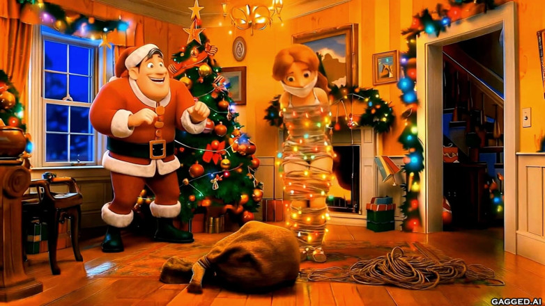 Gagged AI Cartoons: His Ex for Christmas