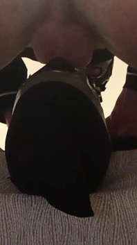 Bound and Hooded with Pantyhose and Heels, I Have My Mouth Fucked for 20 Minutes with Oral Creampie