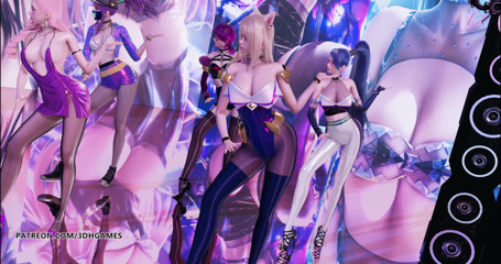 3D-Hentai Games: Dalshabet - Joker Ahri Akali Kaisa Evelynn Seraphine striptease kda sexy...
