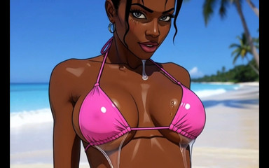 Octopussy Lovers Club: Plaj sürtüğü: seksi Afrikalı kız cennet plajında hayatın tadını çıkarıyor ve...