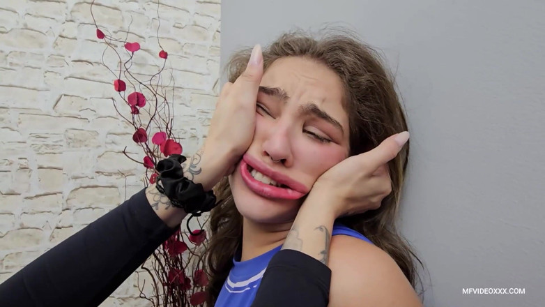 MF Dominance: Smashing the Stupid Teen's Face with Her Hands