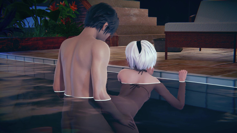 Waifu club 3D: 2B é fodida de quatro na piscina