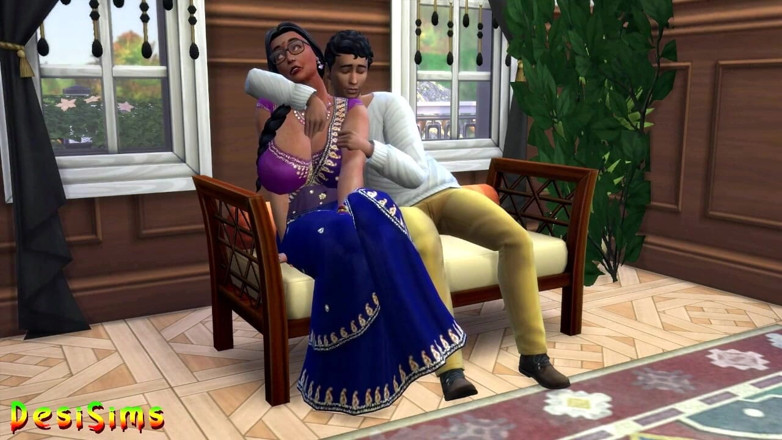 Desi Sims: Engelse versie - Desi Mallu Saree tante gaat vreemd met een...