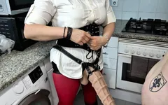 Domestic Slave Husband Fucked in the Kitchen