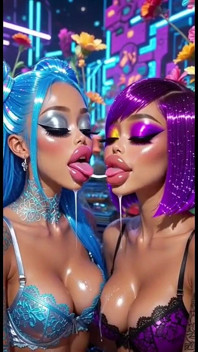Funny Lesbians Tongue and Kiss Fetish, Ai Animation