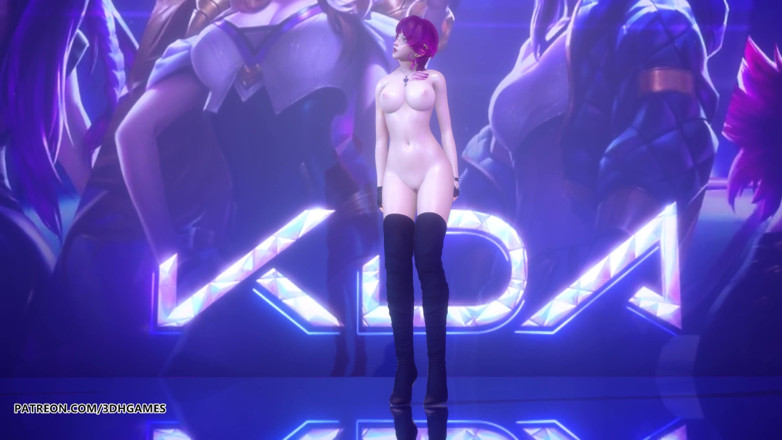 3D-Hentai Games: [MMD] Exid - 나와 Ahri Akali Evelyn 섹시한 벌거벗은 댄스 리그 오브 레전드 KDA