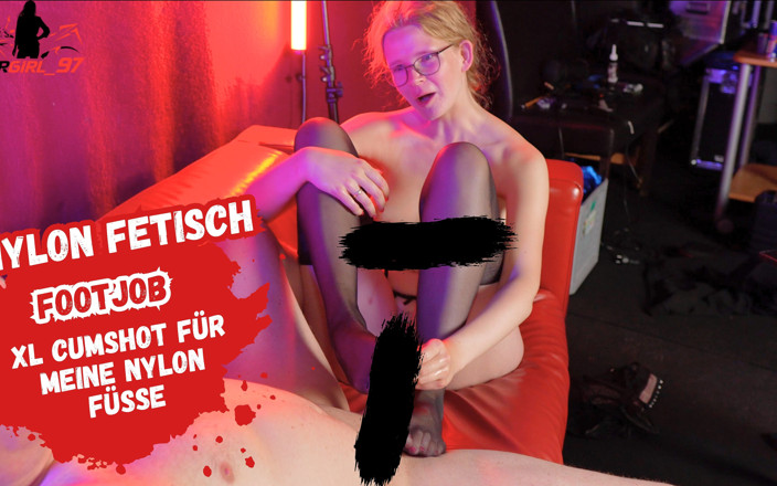 Bikergirl_97: Nylon Footjob with Cumshot! He Jerks Them off!