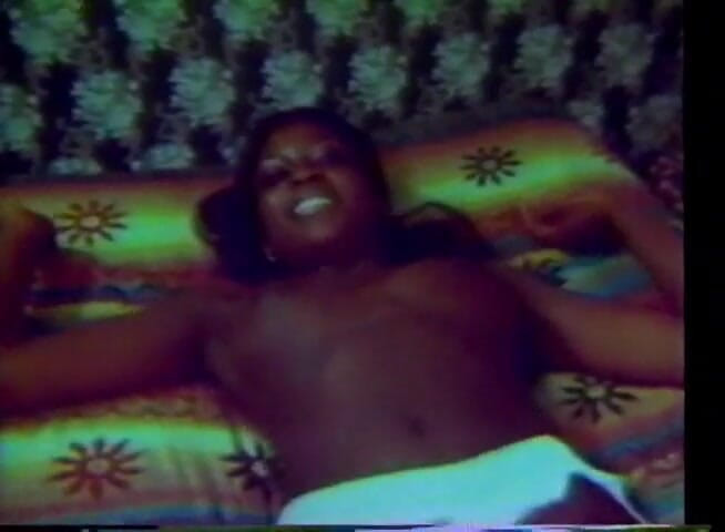 Vintage Usa: Vintage hairy pussy black girl masturbation on the bed