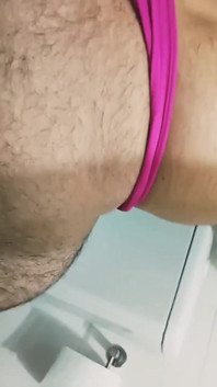 Curious Straight Guy Sucking in Thong While Playing with His Realistic Dildo