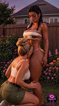 Trening głębokiego gardła na podwórku lesbijek