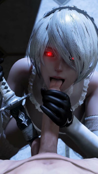 2b Nier Cowgirl Ride & Blowjob Facial - 3D POV