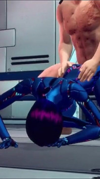 3D Space cowboy hardcore mit weiblicher roboter-sexpuppe