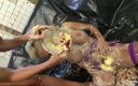 Very hot hardcore: Lesbians with big titties are playing with food and giving...