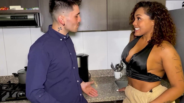 Carla Morelli: Colombian Ebony MILF Fucks Her Chef While Her Husband Is...