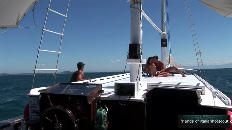 Italian hot scout and friends: Beautiful threesome sex on the boat