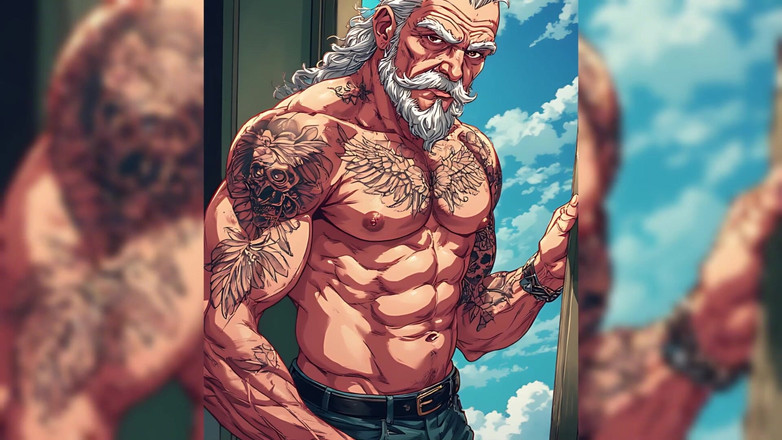 Erotic Man: Hommes tatoués musclé, art de l’intelligence artificielle sexy