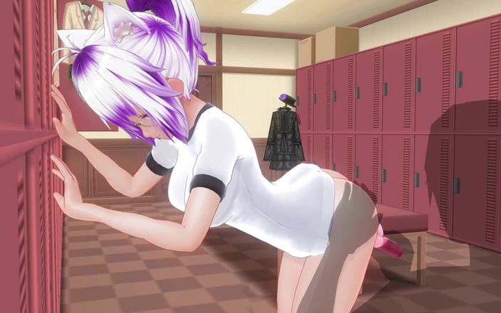 H3DC: Cô gái hentai 3d lén một máy rung vào phòng thay đồ