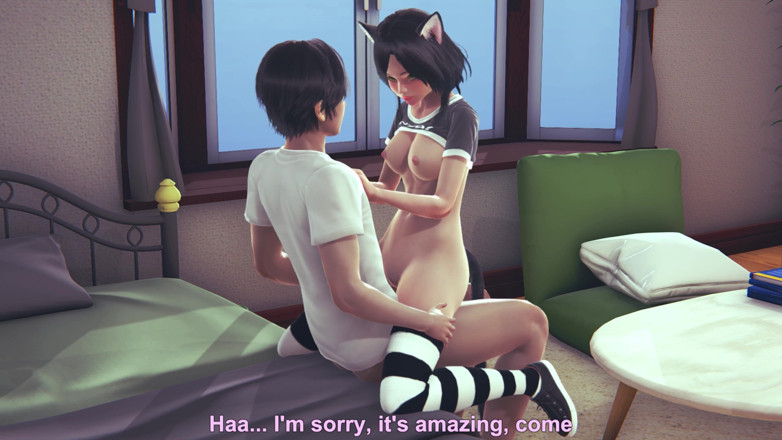 Waifu club 3D: Neko dívka jezdí na velkém ptákovi a stříká