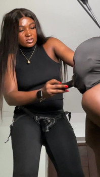 BDSM Femdom Strapon Dick Sucking by African Mistress