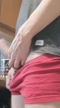 Showing off My Underwear Bulge and Cock While Waiting for Coffee
